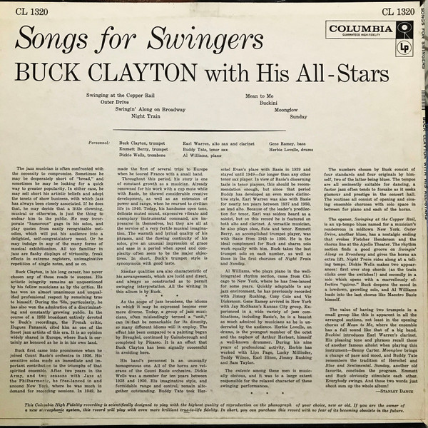Buck Clayton With His All-Stars - Songs For Swingers | Columbia (CL 1320) - 2