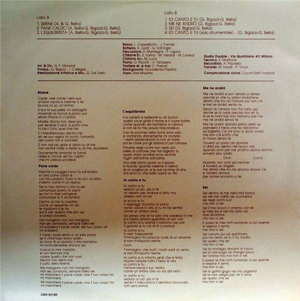 Gianni Bella - Io Canto E Tu | Derby (DBR 82160) - 3