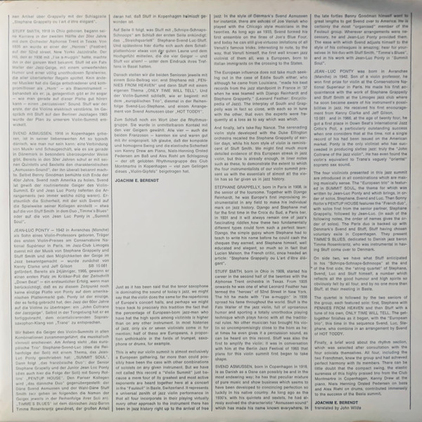 Stuff Smith / Stéphane Grappelli / Svend Asmussen / Jean-Luc Ponty - Violin-Summit | MPS Records (CRM 626) - 3