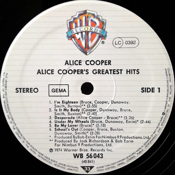 Alice Cooper - Alice Cooper's Greatest Hits | Warner Bros. Records (WB 56 043) - 3 Alice Cooper - Alice Cooper's Greatest Hits | Warner Bros. Records (WB 56 043) - 3