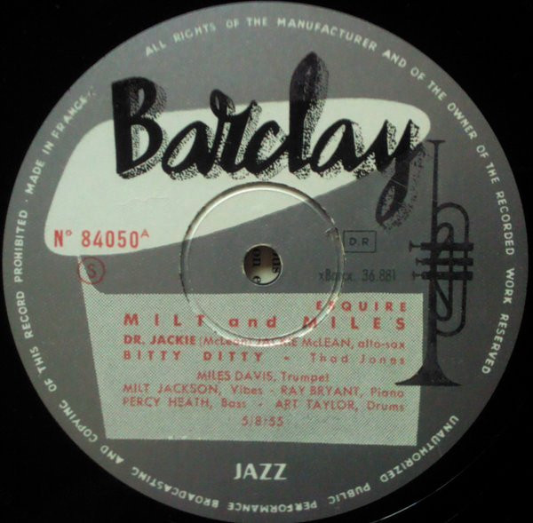 Miles Davis And Milt Jackson - Milt And Miles | Barclay (84.050) - 3