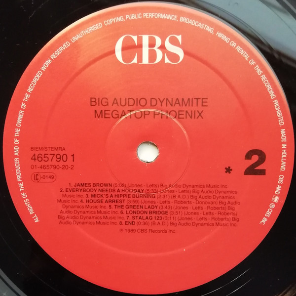 Big Audio Dynamite - Megatop Phoenix | CBS (465790 1) - 4