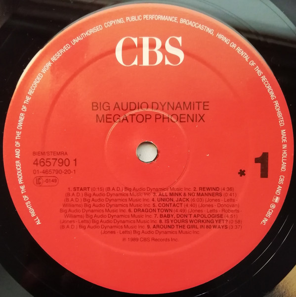 Big Audio Dynamite - Megatop Phoenix | CBS (465790 1) - 3