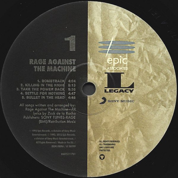 Rage Against The Machine - Rage Against The Machine | Epic Associated (88875111751) - 2