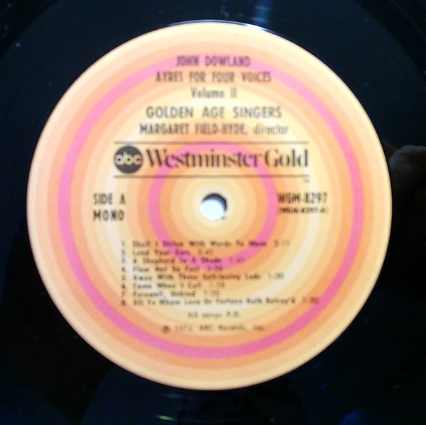 John Dowland , Golden Age Singers - Ayres For Four Voices - Vol. 2 | Westminster Gold (WGM-8297) - 3