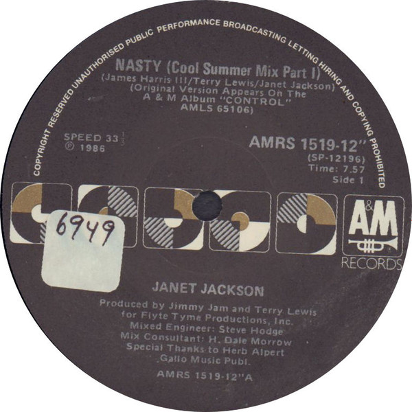 Janet Jackson - Nasty | A&M Records (AMRS1519-12") - 3