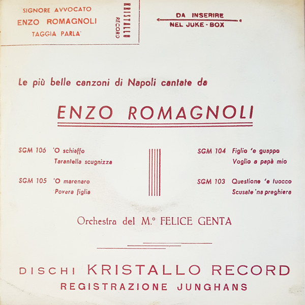 Enzo Romagnoli - Signore Avvocato / Taggia Parla' | Kristallo Record (SGM 112) - 2