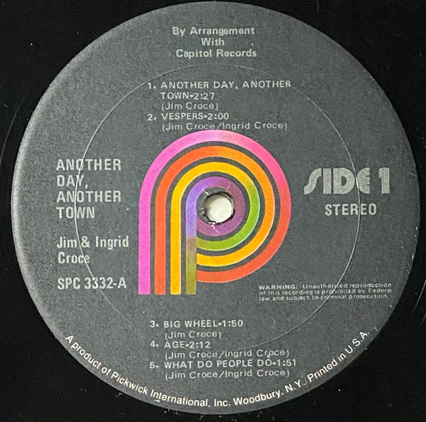 Jim & Ingrid Croce - Another Day, Another Town | Pickwick (SPC-3332) - 3 Jim & Ingrid Croce - Another Day, Another Town | Pickwick (SPC-3332) - 3