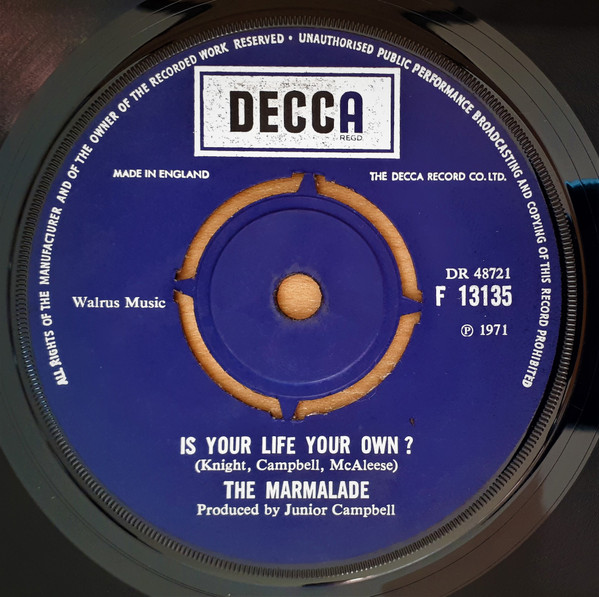 The Marmalade - My Little One / Is Your Life Your Own? | Decca (F 13135) - 2