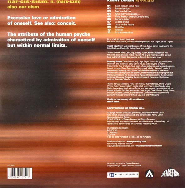 Kenny Larkin - The Narcissist | Peacefrog Records (PFG054) - 2 Kenny Larkin - The Narcissist | Peacefrog Records (PFG054) - 2