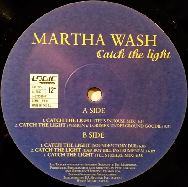 Martha Wash - Catch The Light | Logic Records (LOC 285) - 4 Martha Wash - Catch The Light | Logic Records (LOC 285) - 4
