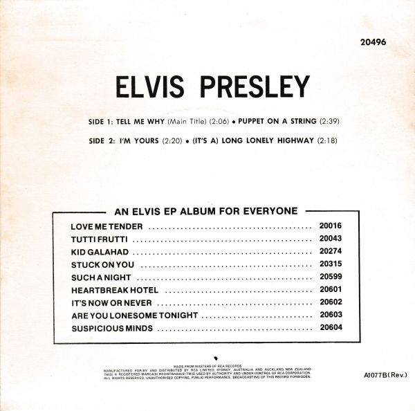 Elvis Presley - Tell Me Why | RCA Victor (20496) - 2 Elvis Presley - Tell Me Why | RCA Victor (20496) - 2