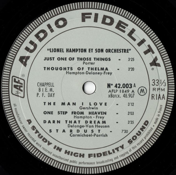 Lionel Hampton And His Orchestra - Lionel ...Plays Drums, Vibes, Piano | Audio Fidelity (42 003) - 3 Lionel Hampton And His Orchestra - Lionel ...Plays Drums, Vibes, Piano | Audio Fidelity (42 003) - 3