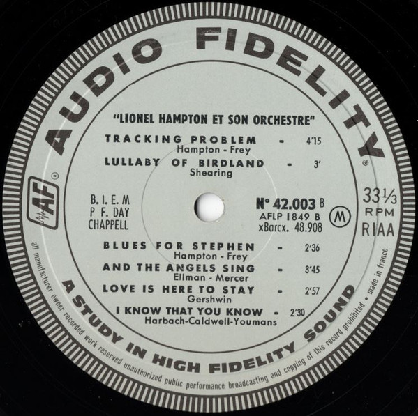 Lionel Hampton And His Orchestra - Lionel ...Plays Drums, Vibes, Piano | Audio Fidelity (42 003) - 4 Lionel Hampton And His Orchestra - Lionel ...Plays Drums, Vibes, Piano | Audio Fidelity (42 003) - 4