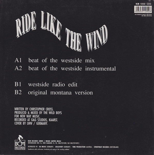 Montana Sextet feat. Nadiyah - Ride Like The Wind (Beat Of The Westside Remix) | BCM Records (BCM 12552) - 2 Montana Sextet feat. Nadiyah - Ride Like The Wind (Beat Of The Westside Remix) | BCM Records (BCM 12552) - 2