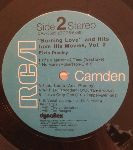 Elvis Presley - Burning Love And Hits From His Movies Volume 2 [Vinyl] | RCA Camden (CASX-2595) - 4