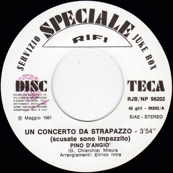 Pino D'Angiò / Fausto Leali - Un Concerto Da Strapazzo / Canzone Facile | Rifi (RJB/NP 98202) - main Pino D'Angiò / Fausto Leali - Un Concerto Da Strapazzo / Canzone Facile | Rifi (RJB/NP 98202) - main