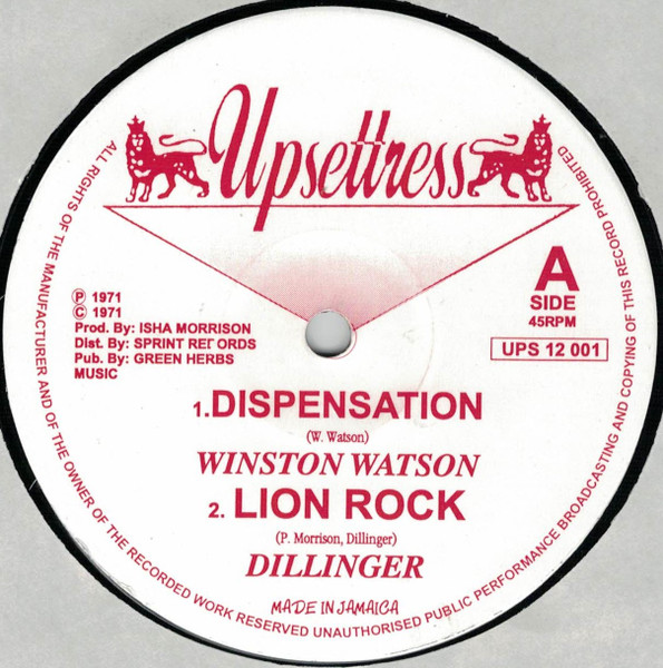 Winston Watson / Dillinger - Dispensation / Lion Rock | Upsettress (UPS 12 001) - main