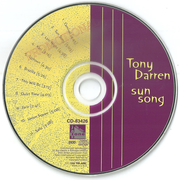 Tony Darren - Sun Song | Telarc Jazz Zone (CD-83426) - 4
