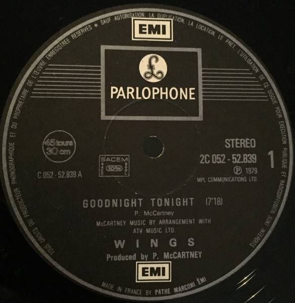 Wings - Good Night Tonight (Special Disco-Mix) | Parlophone (2C 052 - 52.839) - 4