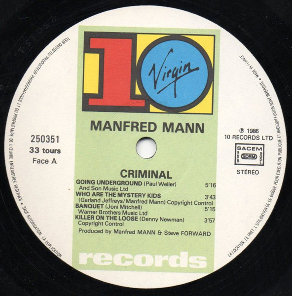 Manfred Mann's Earth Band With Chris Thompson - Criminal Tango | 10 Records (250351) - 4