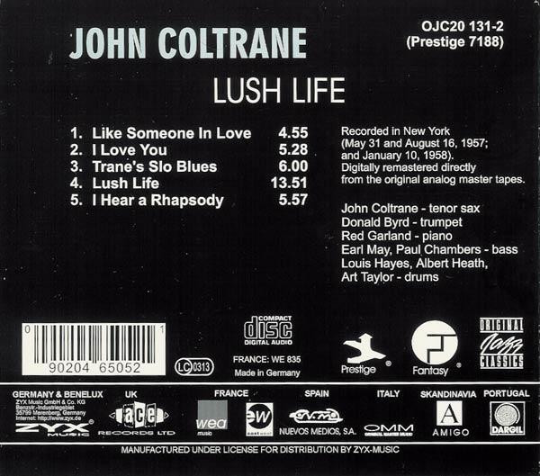 John Coltrane - Lush Life CD | Original Jazz Classics (OJC20 131-2) - 2 John Coltrane - Lush Life CD | Original Jazz Classics (OJC20 131-2) - 2