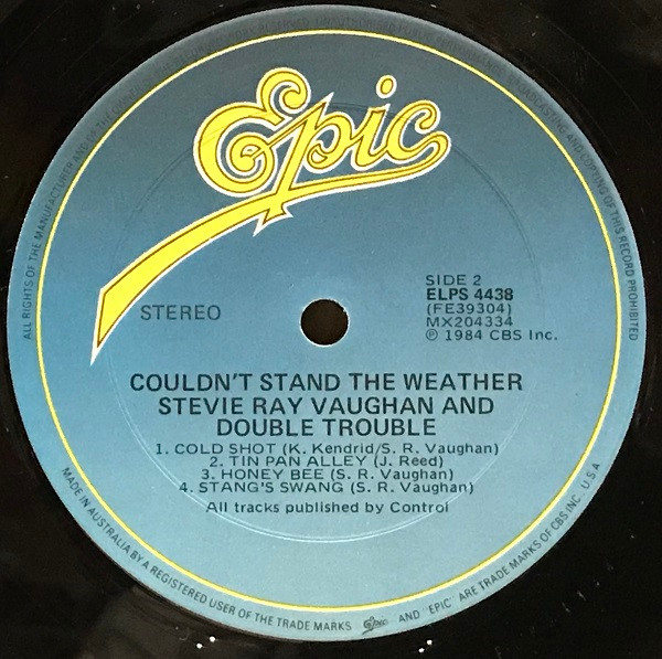 Stevie Ray Vaughan & Double Trouble - Couldn't Stand The Weather | Epic (ELPS 4438) - 4