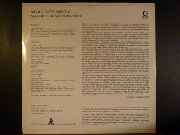 Concentus Musicus Wien - Heinrich Isaac ~ Ludwig Senfl ~ Josquin Des Prés ~ Jacob Obrecht , Loyset Compère ~ Antoine Brumel ~ Heinrich Finck - Música Instrumental Na Corte De Maximiliano I | Guilda Da Música (QST 90.012) - 2