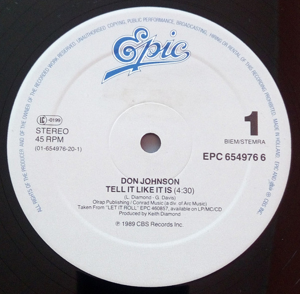 Don Johnson - Tell It Like It Is | Epic (EPC 654976 6) - 2