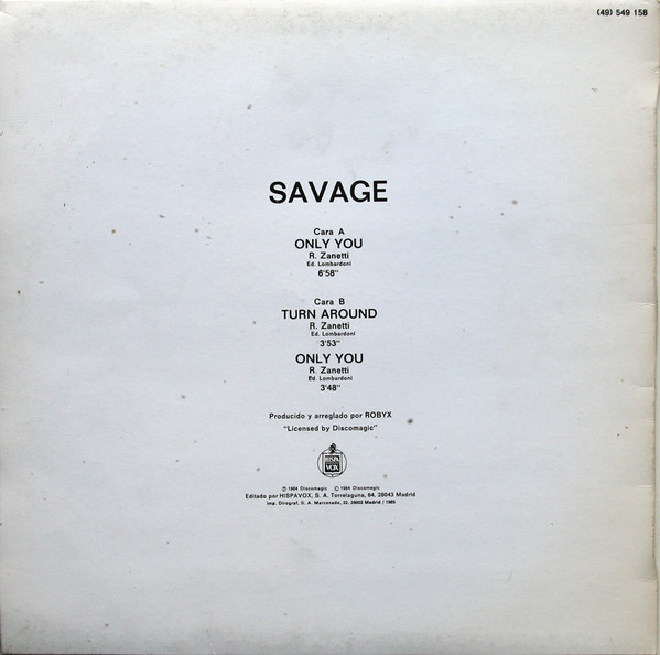 Savage - Only You | Hispavox ((49) 549 158) - 2