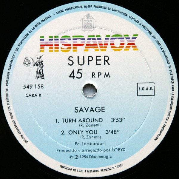 Savage - Only You | Hispavox ((49) 549 158) - 4