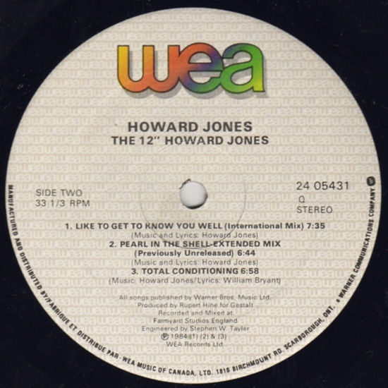 Howard Jones - The 12" Album | WEA (24 05431) - 4 Howard Jones - The 12" Album | WEA (24 05431) - 4