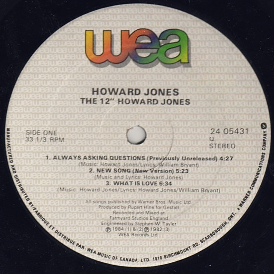 Howard Jones - The 12" Album | WEA (24 05431) - 3 Howard Jones - The 12" Album | WEA (24 05431) - 3