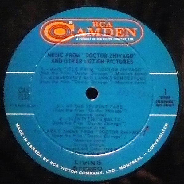 Living Strings - Music From "Doctor Zhivago" And Other Motion Pictures | RCA Camden (CAS 2133) - 3 Living Strings - Music From "Doctor Zhivago" And Other Motion Pictures | RCA Camden (CAS 2133) - 3