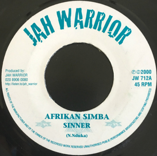 Afrikan Simba / Jah Warrior - Sinner / Dubbing As A Winner | Jah Warrior Records (JW712) - main Afrikan Simba / Jah Warrior - Sinner / Dubbing As A Winner | Jah Warrior Records (JW712) - main