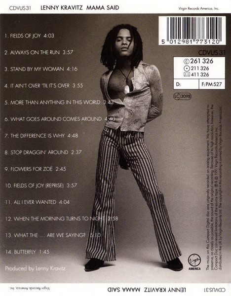 Lenny Kravitz - Mama Said | Virgin America (CDVUS 31) - 2