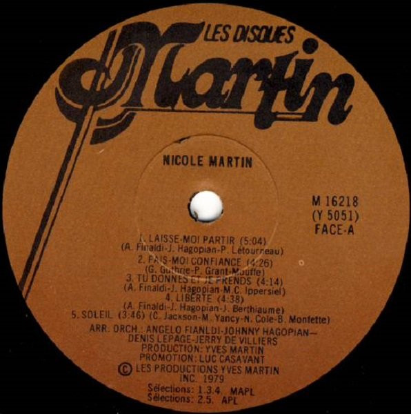 Nicole Martin - Laisse-moi partir | Les Disques Martin (M-16218) - 3