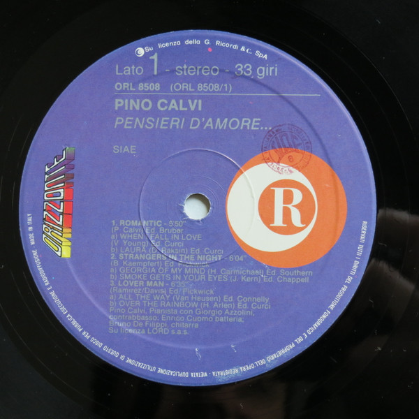 Pino Calvi - Pensieri D'Amore | Ricordi (ORL 8508) - 3