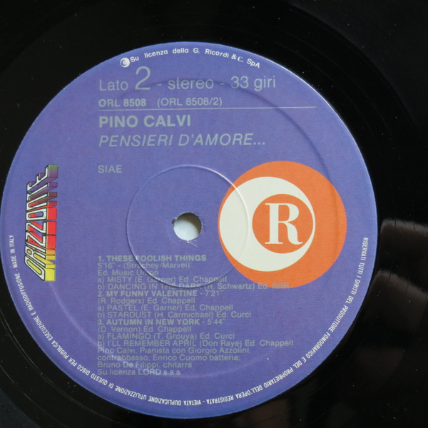 Pino Calvi - Pensieri D'Amore | Ricordi (ORL 8508) - 4