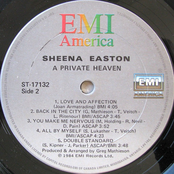 Sheena Easton - A Private Heaven | EMI America (ST-17132) - 4 Sheena Easton - A Private Heaven | EMI America (ST-17132) - 4