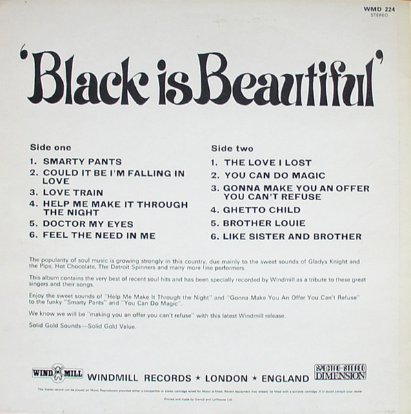 Unknown Artist - Black Is Beautiful | Windmill (WMD 224) - 2