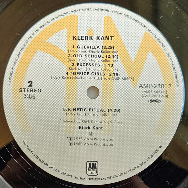 Klark Kent - Klerk Kant | A&M Records (AMP-28012) - 4 Klark Kent - Klerk Kant | A&M Records (AMP-28012) - 4