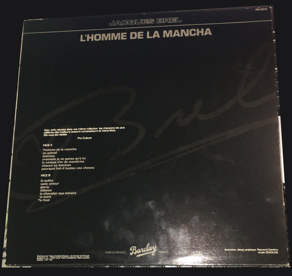 Jacques Brel - L'Homme De La Mancha [Vinyl] | Pro-Culture (PPC 5010) - 2