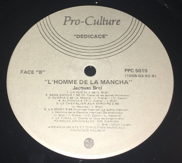 Jacques Brel - L'Homme De La Mancha [Vinyl] | Pro-Culture (PPC 5010) - 4