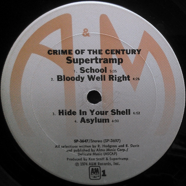 Supertramp - Crime Of The Century | A&M Records (SP 3647) - 3