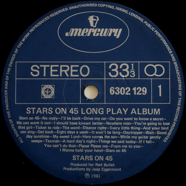 Stars On 45 - Stars On 45 Long Play Album | Mercury (6302 129) - 3