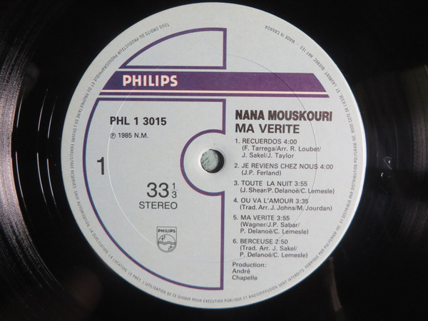 Nana Mouskouri - Ma Vérité [Vinyl] | Philips (PHL 1 3015) - 4
