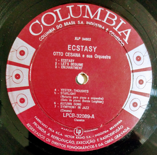 Otto Cesana & His Orchestra - Ecstasy | Columbia (LPCB-32089) - 3