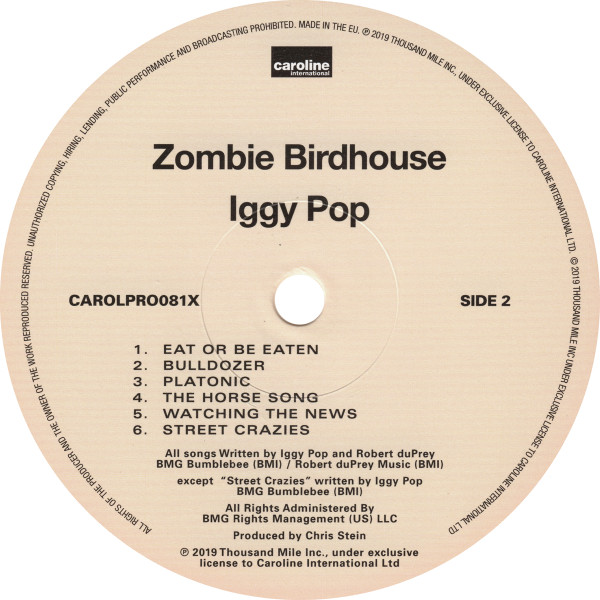Iggy Pop - Zombie Birdhouse (Limited Edition - Orange Vinyl) [Vinyl] | Caroline International (CAROLPRO081X) - 5