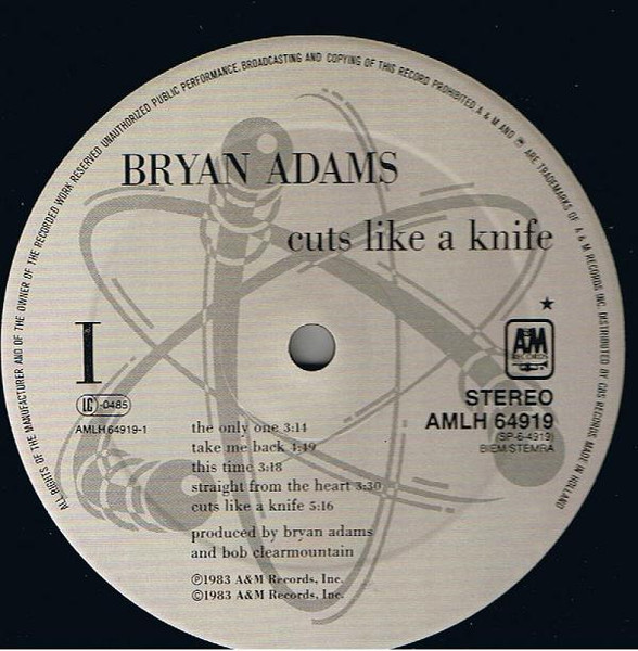 Bryan Adams - Cuts Like A Knife | A&M Records (AMLH 64919) - 3